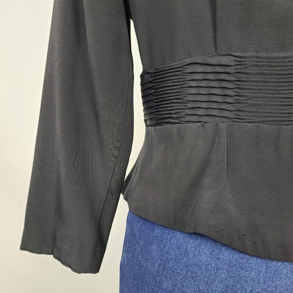 Vintage Black Button Up Pleated Waist Blazer Size S - Picture 10 of 12